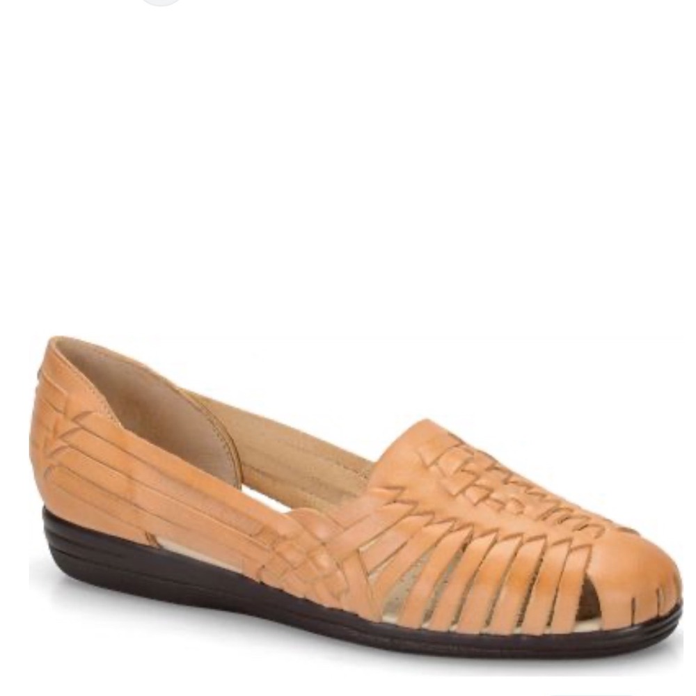 Softspots Vintage Y2K Tan Leather Woven Huarache Comfort Flats Women's Size 8